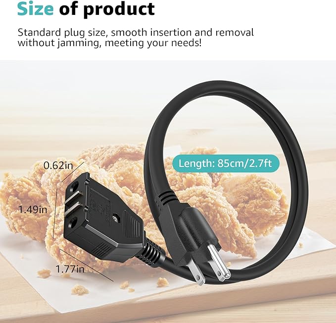 Electric Fryer Breakaway Magnetic Power Cord for Masterbuilt MB20012420,MB20010326 Replacement for Masterbuilt 10L XL Electric Turkey Fryer
