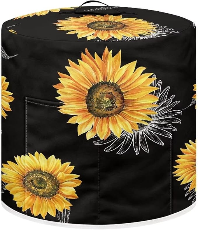 Sunflower Print Pressure Cooker Cover 3 qt,Kitchen Appliance Dust Cover Protective Cover with Pockets for Electric Pressure Cooker Air Fryer Rice Cooker Steamer