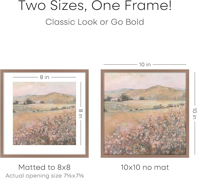 Homeforia 10x10 Mocha Picture Frame, High End Metal 10 by 10 Square Frames with Mat 8 x 8 Opening, 10by10 Poster Frames Matted to 8x8 Photo, Wall or Tabletop Frames, Tempered Glass, Wall Kit, Set of 1