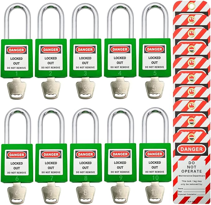 Lockout Tagout Locks, Safety Padlocks, Loto Keyed Differently Lock Out Tag Out Device Plastic with Lockout TagOut Tags