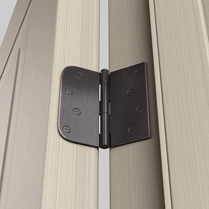 24 Pack goldenwarm 4in Oil Rubbed Bronze Door Hinges Interior Door Hinges 4 x 4 Inch with Square & Round Corners, Iron Material