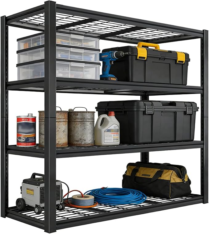 Garage Shelving Unit,Black Storage Shelf,5 Tier Storage Racks Shelving, Shelves Units Free Standing, Heavy Duty Metal Adjustable Shelves (1, 19.6" D x 39.37" W x 59.84" H(Wire Mesh))