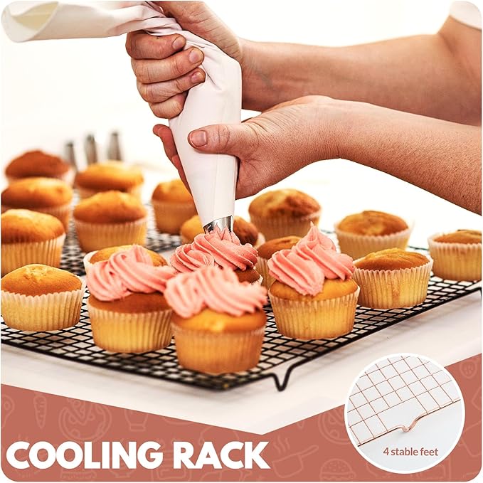 2 PCS Cooling Racks for Cooking and Baking, 14.8x10 Inches Stainless Steel Cooling Rack, Sheet Pan with Wire Rack for Baking Sheet, Bacon Rack Oven Safe Fits Jelly Roll Sheet Pan