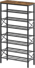 8 Tier Shoe Rack, Shoe Storage Organizer, Large Capacity Shoe Shelf Holds 32 Pairs of Shoes, Sturdy and Stable, for Entryway, Hallway, Closet, Dorm Room, Rustic Brown SS08BR