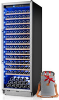 24 Inch Wine Cooler, Wine fridge Freestanding or Built-In with Door Lock, Suitable for Mixed 158 Bottles Sizes, Low Noise Operation (14.4cu.ft)