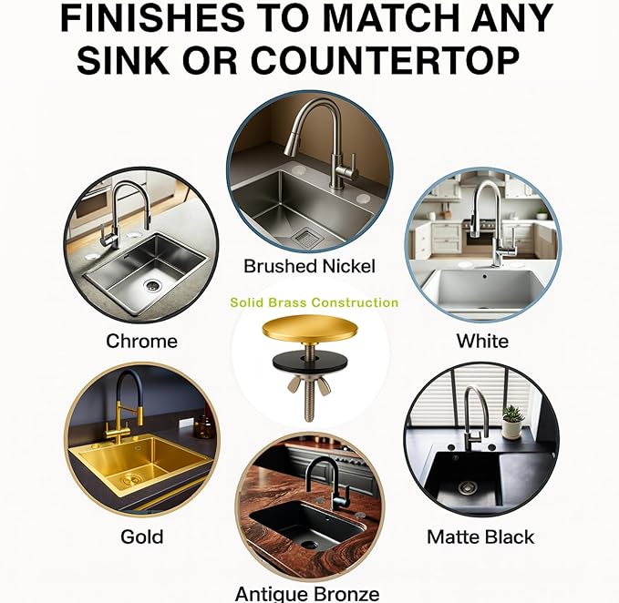 2 Pcs Solid Brass Kitchen Sink Hole Cover, 2 Inch Faucet Hole Cover, Bright White Finish Tap Hole Plate Stopper Cover, Countertop Hole Cover for Kitchen and Bathroom Sinks (Bright White)