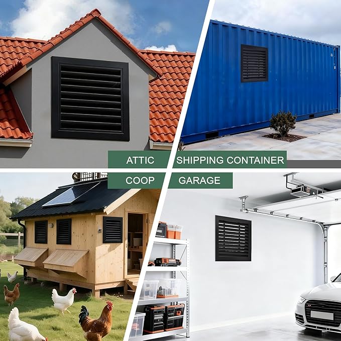18" X 18" Aluminum Gable Vent with Screen, Never Rust Gable Vents for Shed，Reducing Indoor Temperature - Ideal for Wall, Attic,Shed,Door, and Shipping Container，Vent Opening: 16" x 16"