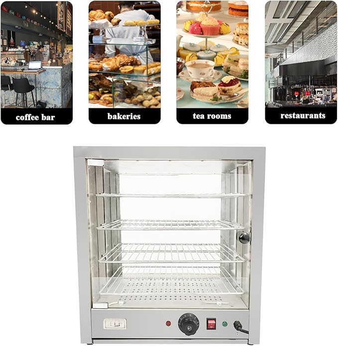 Countertop 19" Food Warmer Display Case 3 Shelf Hot Warming Showcase with Back Door (19.29 Inch Hot Food Display)