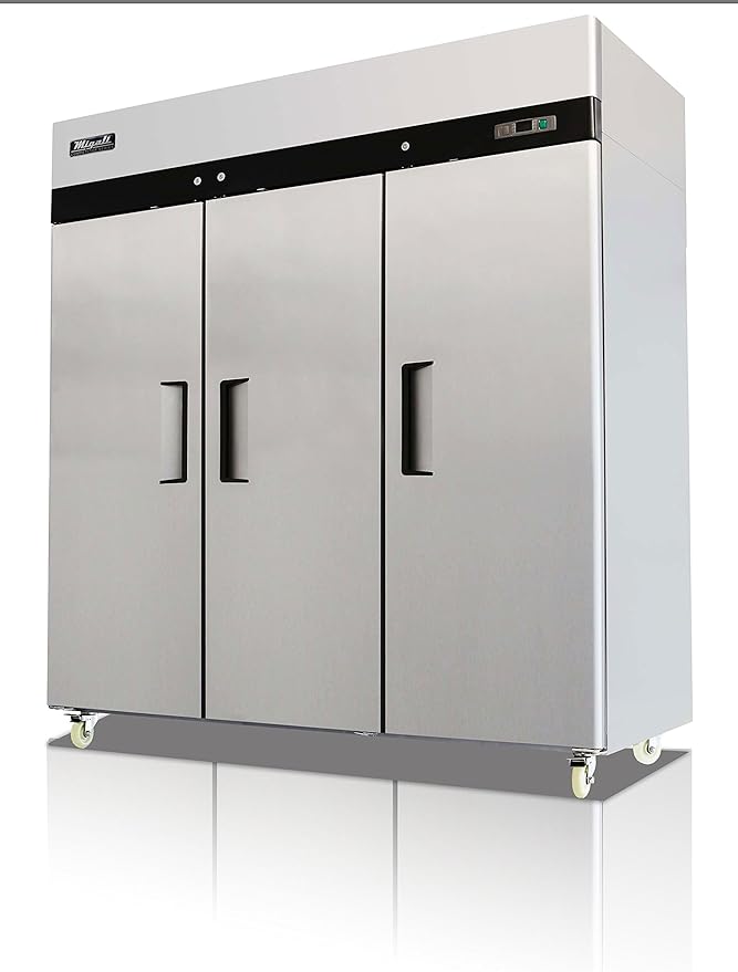 Migali C-3F-HC Three Door Reach-In Freezer, 72 cu/ft, Stainless Steel Interior and Exterior, Auto Defrost, Digital Temperature Display, Door Locks