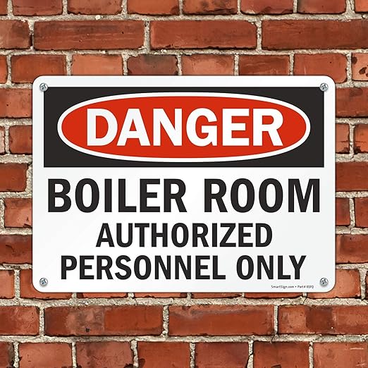SmartSign "Danger - Boiler Room, Authorized Personnel Only" Sign | 10" x 14" Plastic