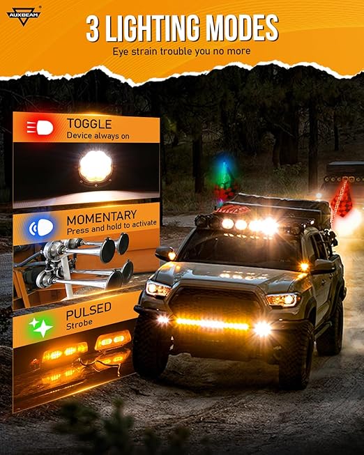 Auxbeam 8 Gang Switch Panel RB80 XL 5.3 Inch RGB Switch Pod Toggle Momentary Pulsed 12-24V Led Switch Panel Auxiliary Circuit Control Relay System for Truck Car Offroad UTV Waterproof 2 Years Warranty