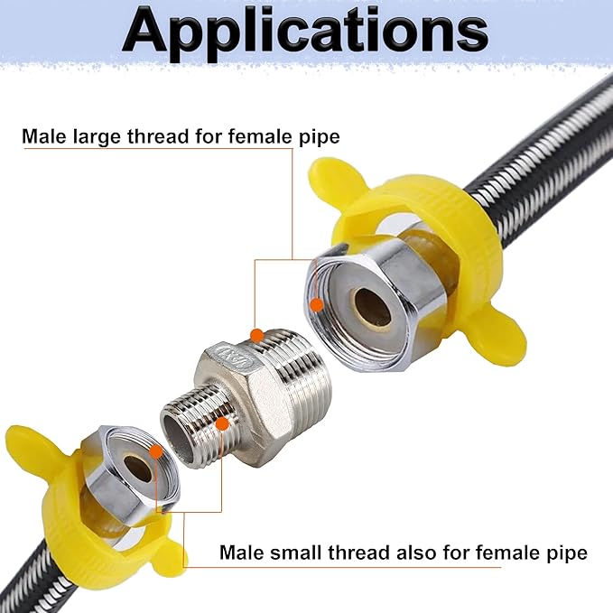 ZOUNI 4pcs Reducing Hex Nipple, 304 Stainless Steel 3/4" NPT Male x 1/2" NPT Male Pipe Fitting Reducer Nipple Adapter 2000psi Reducer Straight Connector (4pcs, 3/4"-1/2")
