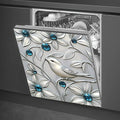 Bird Dishwasher Magnet Cover Silver Imitation Stainless Steel Bird and Flower Pattern Kitchen Dishwasher Magnetic Sticker Fridge Door Cover Magnets Art Skin Panel Decal 23x26 Inch
