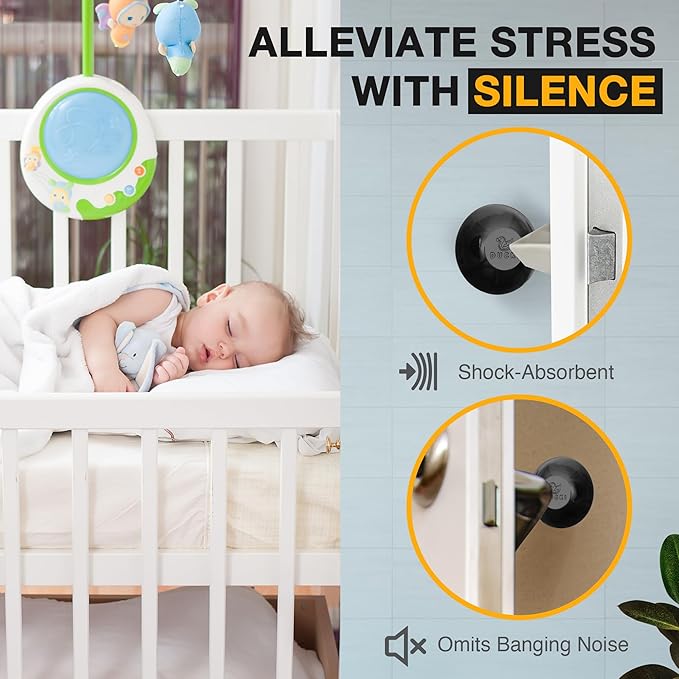 Ducki Wall Protectors - 4 Black Pearl- Self Adhesive, Reusable Solution for Stopping Wall Damage & Noise from Doors,Refrigerator & More in Your Home or Office -Durable, Shock Absorbent & Discreet