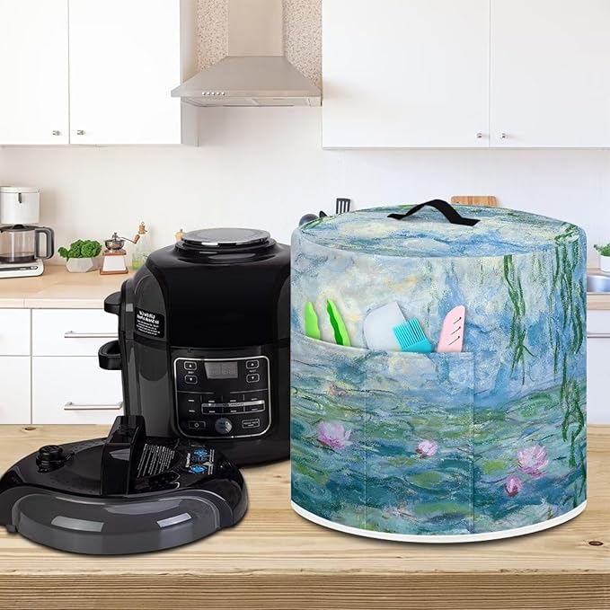 Art Starry Night Oil Painting Pressure Cooker Dust Cover Compatible with 8 Quart,Durable Dust Cover with Pocket,Round Kitchen Appliance Cover