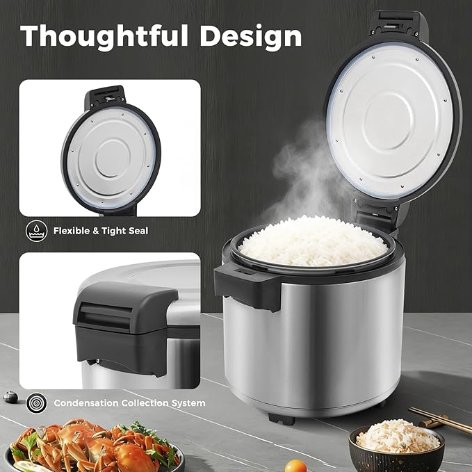 Commercial Rice Warmer & Food Warmer 23L (24.3Qt) Stainless Steel Non-Stick Pot Rice Cooker Warmer Auto Keep-Warm Large Capacity Food Warmer for Restaurants Catering