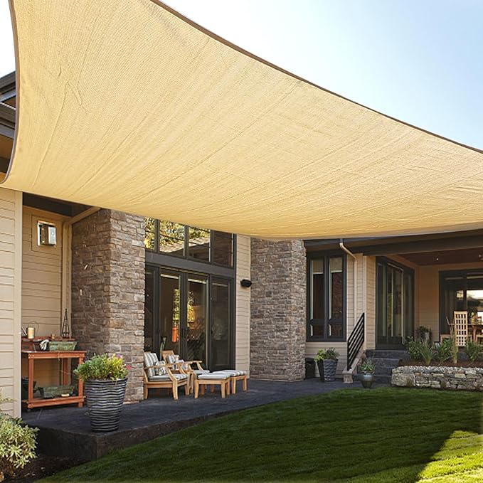 LOVE STORY Custom Size 10' x 19' Sand Sun Shade Sail Canopy Commercial Rectangle Sail Shade Fabric for Patio Garden Backyard Pool (Customized)