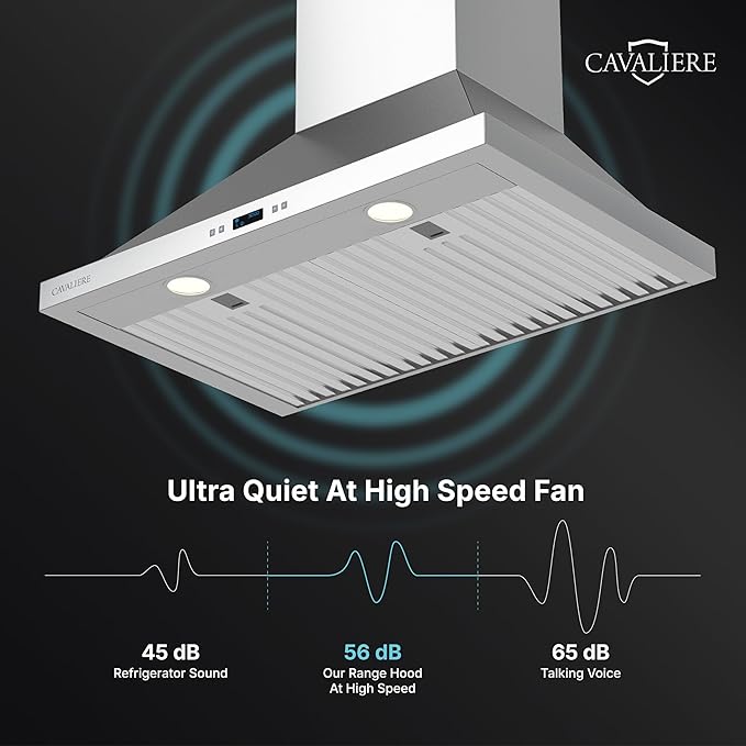 CAVALIERE Wall Mount Range Hood 30 Inch, 3-Year Warranty, Value-Focused 462 CFM Enhanced Stainless Steel, Ducted/Ductless Range Hood Convertible (Kit Included) LED Lights, Baffle Filter, Touch Control