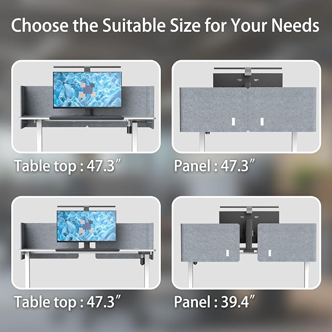 Desk Privacy Panel,2PCS L-Shaped Clamp-On Office Desk Divider,2-in-1 Adjustable Acoustic Desktop Partition Or Under Desk Modesty Screen,for Office,Home,Felt (Grey, 47.2" x 15.7")