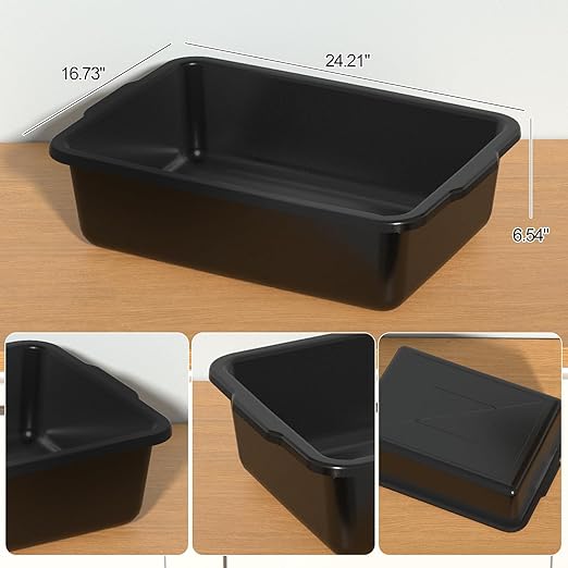 35 L Black Plastic Large Bus Box, Plastic Commercial Bus Tub, 4 Packs