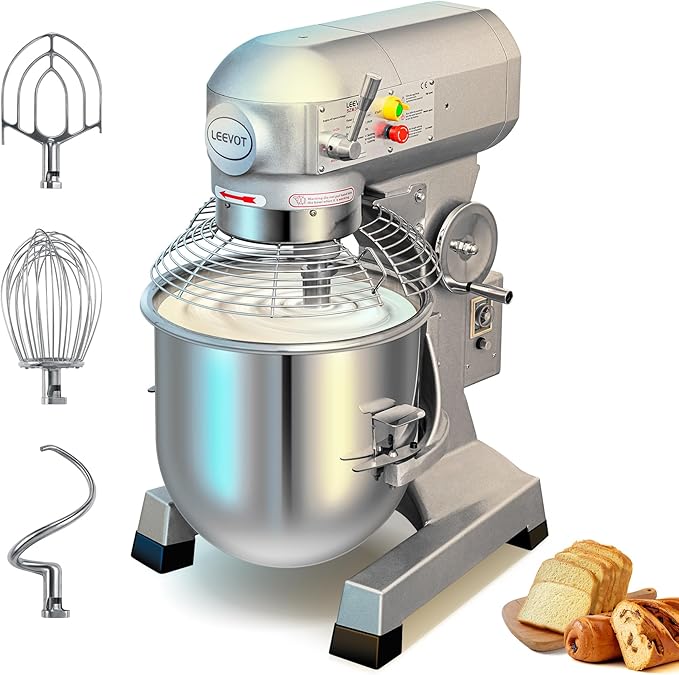 30Qt Commercial Food Mixer with Timing Function,1250W Commercial Stand mixer 3-Speed Adjustable,Electric Heavy Duty Dough Mixer with Stainless Steel Bowl for Bakery Pizzeria