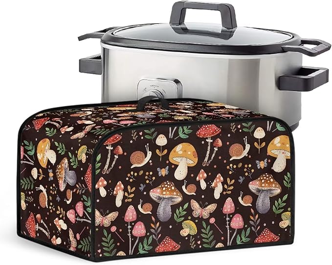 Cute Mushroom Crock Pot 6-8 Quart Slow Cooker Cover Dust Cover - Keep Appliance Clean & Decor for Table