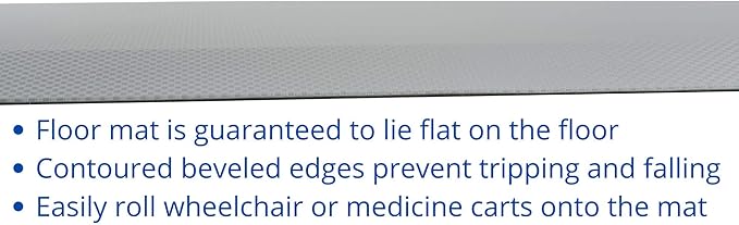 Secure FlatPad Bedside Fall Protection Safety Floor Mat with Beveled Edges - Elderly Seniors Handicap Injury Prevention and Caregiver Anti Fatigue Pad - Waterproof Non Slip Cover (70" x 24" x 1")