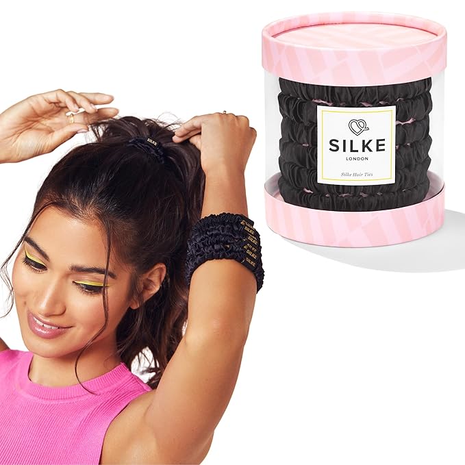 SILKE Hair Ties - Cleopatra | 100% Luxurious Silk Scrunchies (6 Pack) | Gentle on Hair, All Hold, No Damage | Ideal for All Hair Types & Styles