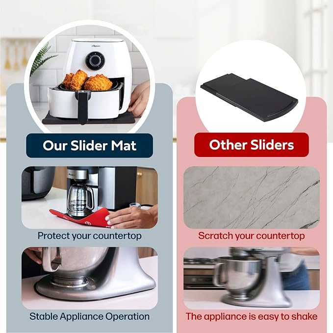3 Pack Heat Resistant Mats for Countertop – Heat Pad Protector & Appliance Sliders for Kitchen – Cut to fit, Compatible with Ninja, Cuisinart, KitchenAid, Keurig & More