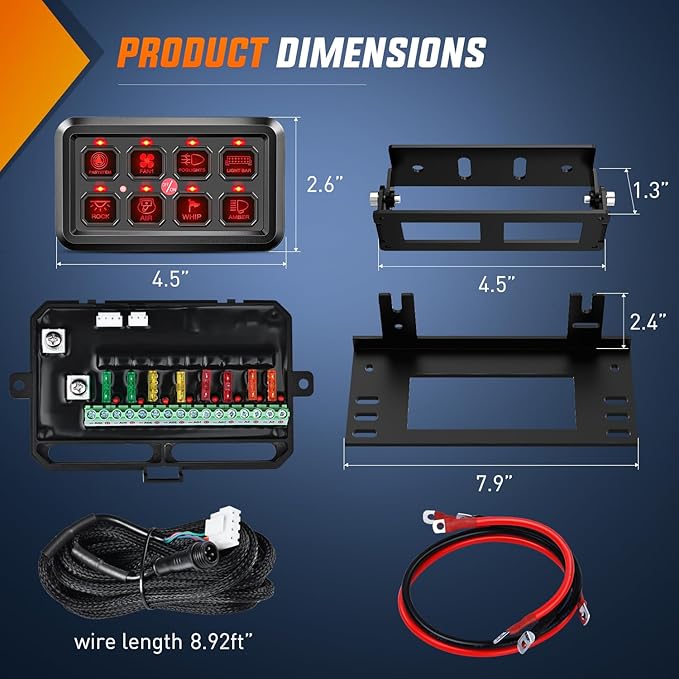 Nilight 8 Gang Switch Panel System Circuit Control Relay Fuse Wiring Harness Automatic Dimmable ON Off LED Pod for 12V Cars Trucks Campers SUV
