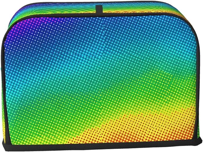 Polyester 2 Slice Toaster Cover Rainbow Vibrant Neon Colors Circles Rounds Dots Radiant, Dust & Fingerprint Protection, Machine Washable Small Appliance Cover