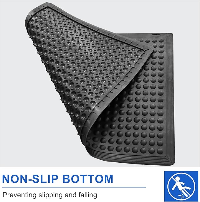 OrangeStar Anti-Fatigue Mat 24"x36" with Textured Nubs, Beveled Edge Kitchen Mat for Commercial Use, Non-Slip Rubber Flooring for Standing Desk, Restaurant, Bar, Black