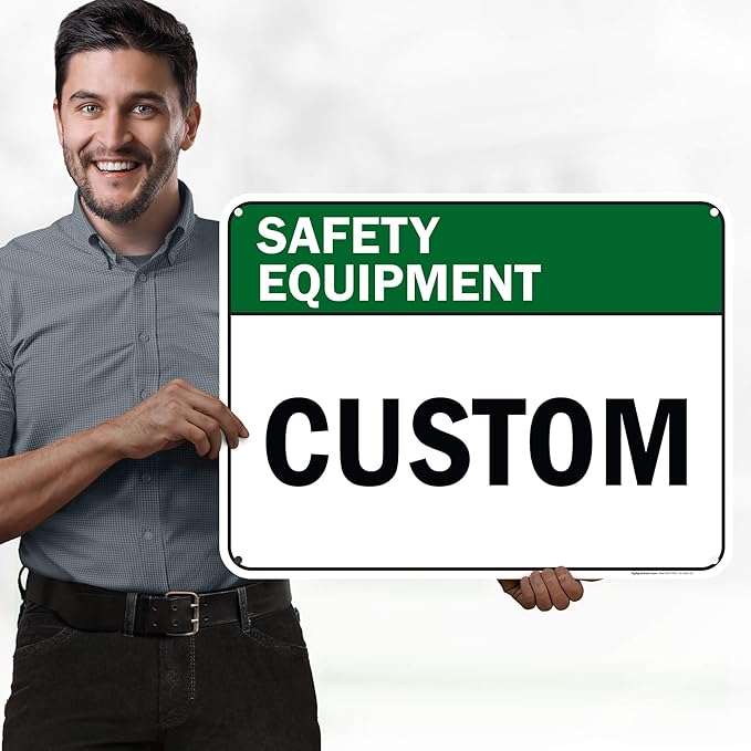 Custom Safety Equipment Sign, Ansi Sign, Osha Compliant, 18x24 Inches, 55 mil thick HDPE (high density polyethylene), Made in USA by My Sign Center