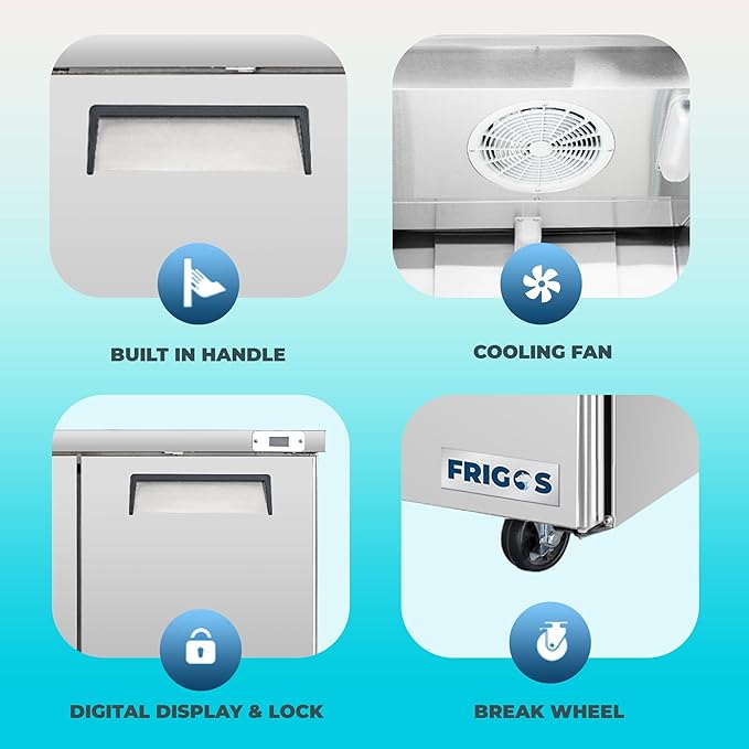 Frigos FG-UCFZ-60 60" 14.1 Cu Ft Commercial Undercounter Freezer Silver - ETL Certified Stainless Steel, LED Lighting - Perfect for Commercial Kitchens - Low Energy Freezer Included Liftgate