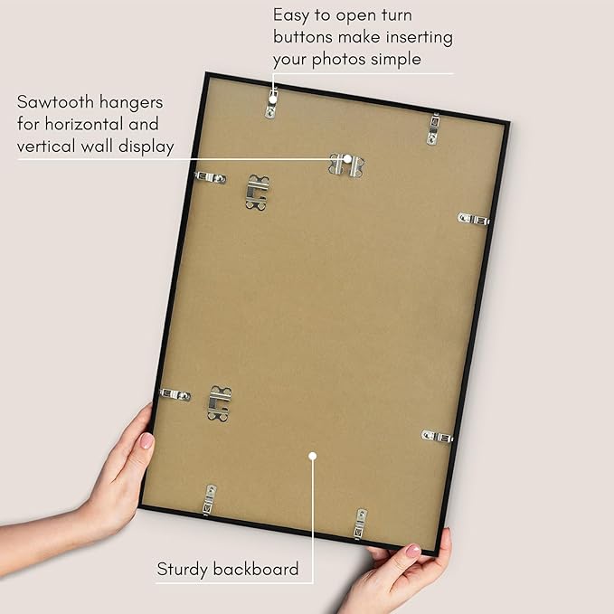 Americanflat 14x20 Picture Frame with Polished Plexiglass - Streamline Collection - Thin Border Picture Frame for Wall Display - Hanging Hardware Included - Black
