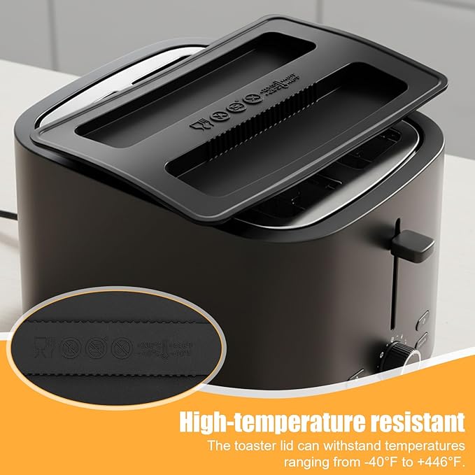2 Pack Silicone Toaster Cover 2 Slice, Black Reusable Toaster Cover Bread Maker Machine Dust Covers Protector Lid Sandwich Machine Part Accessories