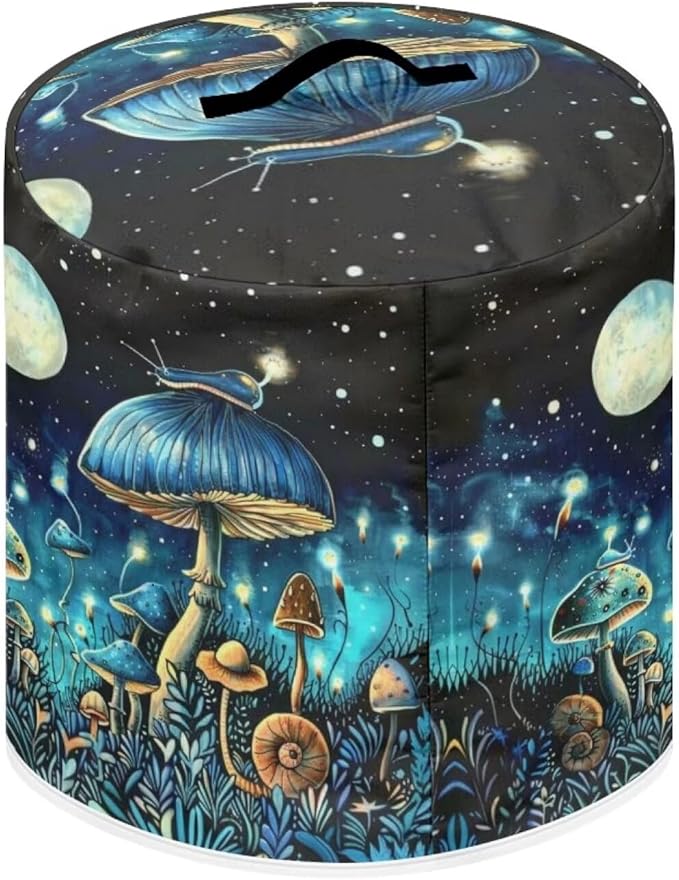 Blue Mushroom Pressure Cooker Cover for Women Insulated Rice Cooker Cover with Easy to Clean Lining Stain Resistant Dust Cover with Pockets for Instant Pot 6 Quart Appliance Cover