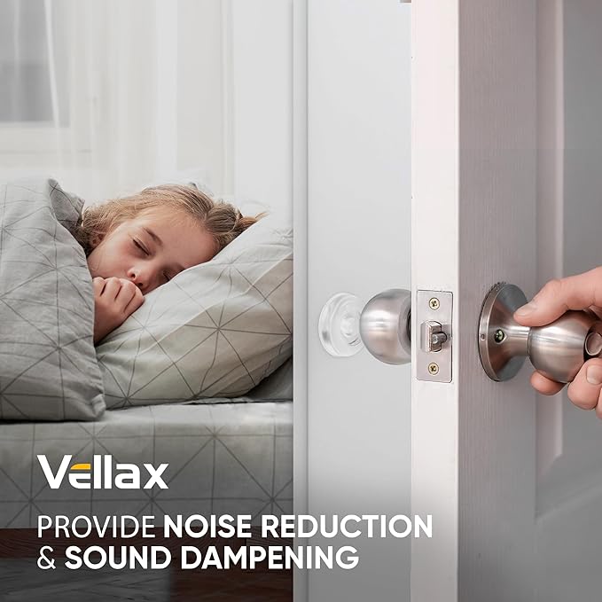 Large 2" Door Knob Wall Protectors – 4 Clear Self-Adhesive Silicone Bumper Pads in Jelly Crown Shape – Noise Dampening Wall & Furniture Guards by VELLAX
