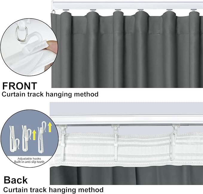 Room Divider Blackout Curtain Track Curtains Wall Dividers Panels Screen for Living Rooms Bedroom Office Privacy Partition Separation, W100 × L96 Inch,1 Panel, Grey