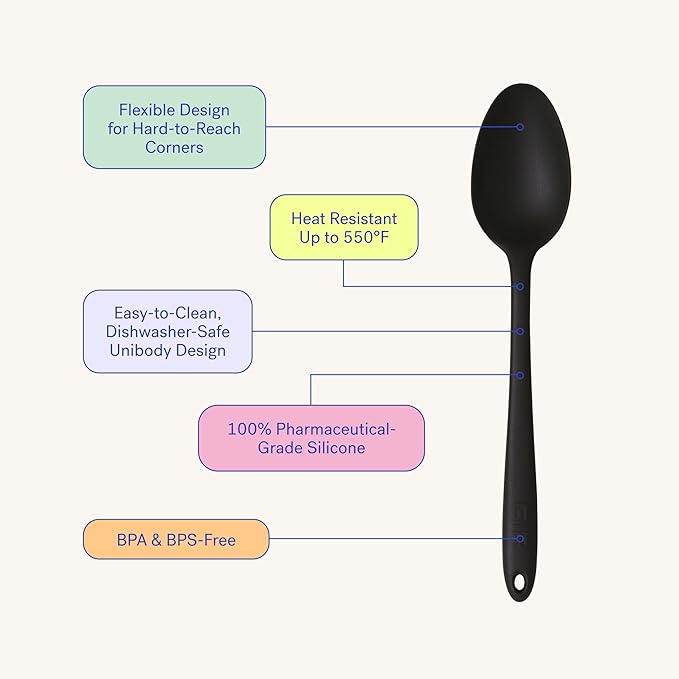 GIR: Get It Right Silicone Spoon - Non-Stick Heat Resistant Silicone Kitchen Spoon for Mixing, Serving, Cooking, and More - 13 Inch, Navy