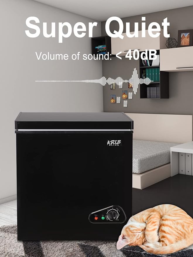 5.0 Cu.Ft Chest Freezer with 7 Gears Temperature Control(-16°F to -48°F), Deep Compact Freezer with a Removable Basket, for House, Kitchen, Garage, Basement, Shop, Black
