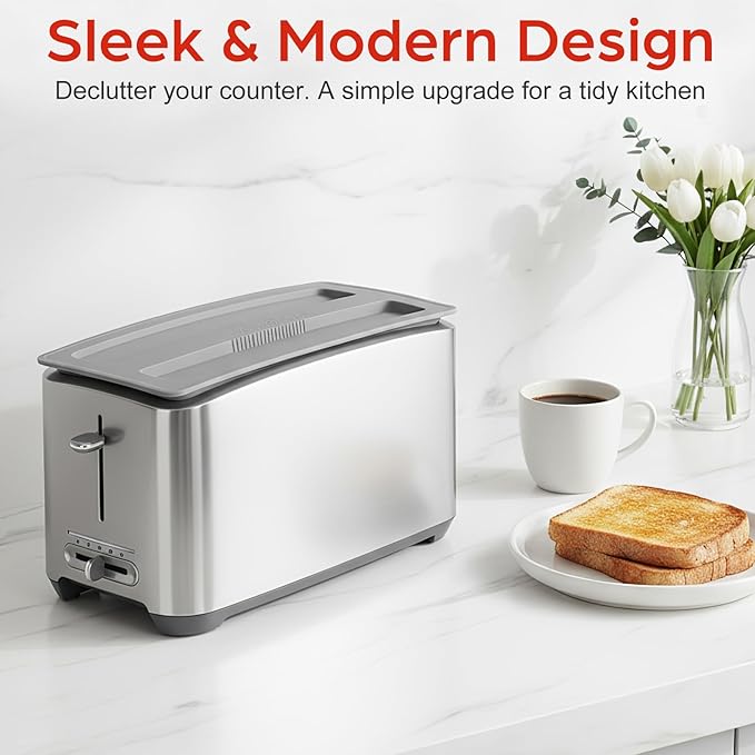 iplusmile Silicone Toaster Top Cover for 4 Slice and Long Slot 2 Slice Toasters, Universal Dust Lid Protector for Bread Maker Kitchen Appliances, Sandwich Machine Part