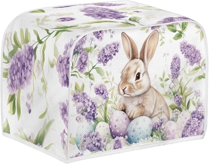 Easter Egg Bunny Print Toaster 4 Slice Cover Dust Fingerprint Protection Universal Size Kitchen Appliance Waterproof Cover