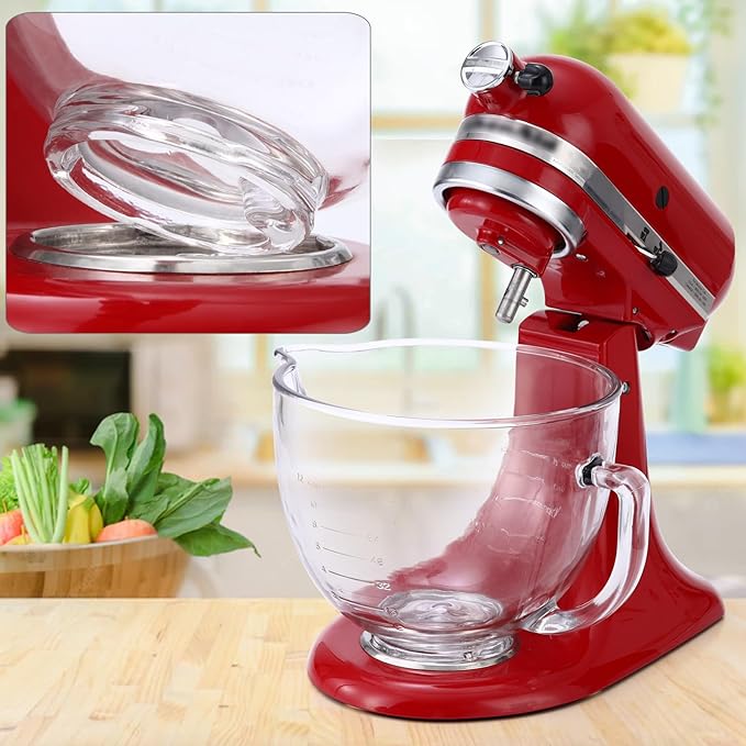 Gdrtwwh Glass Bowl for KitchenAid 4.5-5 Quart Tilt-Head Stand Mixer,Replacement with KitchenAid Artisan Mixer Glass Bowl