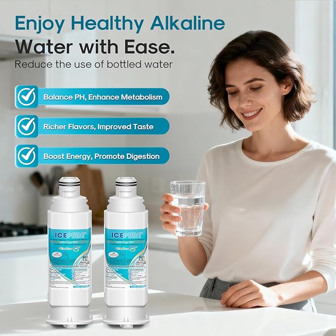 ICEPURE Alkaline DA97-17376B Refrigerator Water Filter Replacement for Samsung HAF-QIN/EXP, DA97-08006C, WD-F45, WS645A RS27T5200SR RS22T5201SR RF28R7201SR RF32CG5400SR RF23M8070SG, Enhances PH, 3Pack