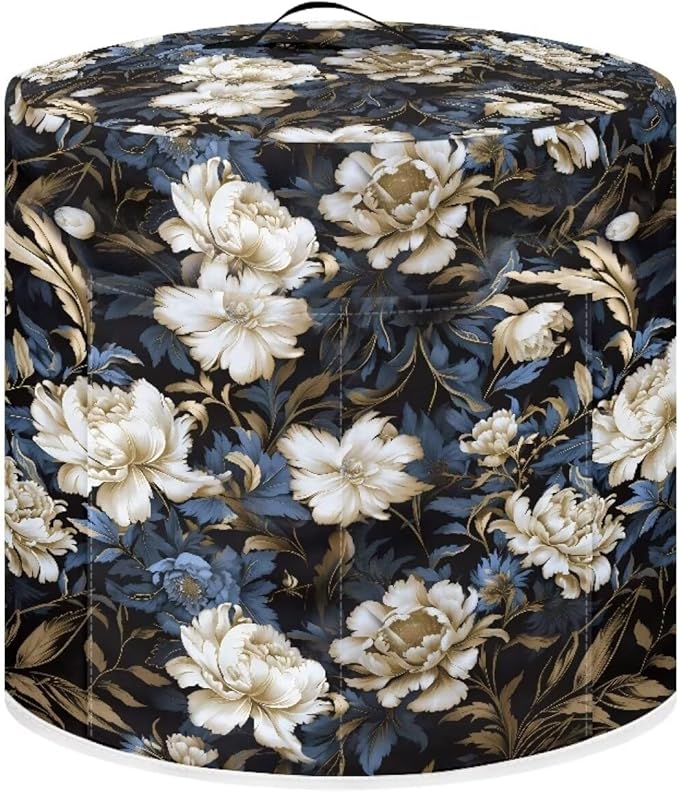 Flashideas Floral Print Pressure Cooker Cover for 8 Quart Instant Pot and Air Fryer Accessories, Stain Resistant Washable Round Protective Cover Electric Appliance Cover with Front Pocket