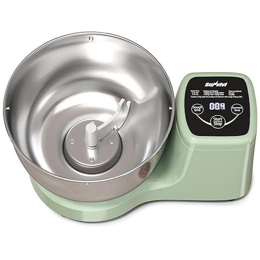 5.3 QT Electric Dough Mixer Maker, Fermenting and Kneading Flour Mixer Machine with Stainless Steel Bowl & Time Control, Green Stand Mixer for Baking Bread Cake Pizza & Sourdough