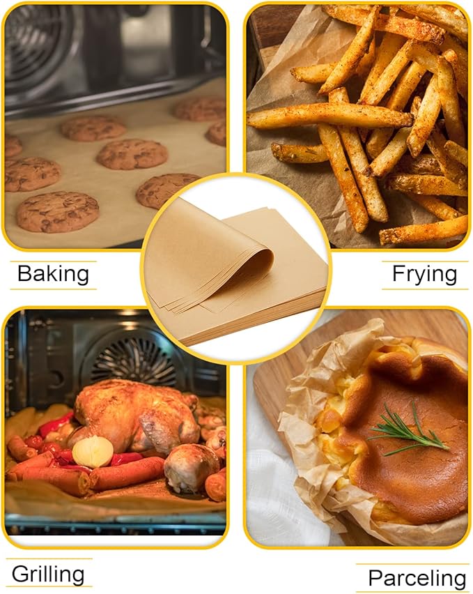 Katbite 800PCS Unbleached Parchment Paper Sheets, 12 x 16 IN Pre-Cut Baking Parchment, Heavy Duty Non-Stick Baking Paper for Half Sheet Cookie Bread Cake Pans, Grilling Meat Pizza,Oven,Air Fryer