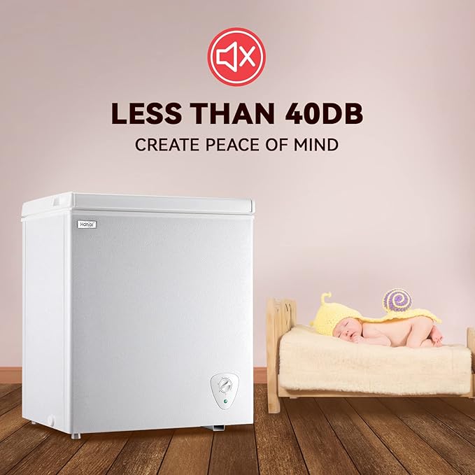 5.0 Cu.Ft Chest Freezer WANAI Deep Freezers Large Storage 7 Temperature Control Low Noise with Removable Basket for Dorm Apartment Home Kitchen