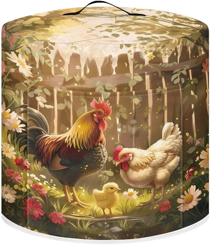 Chicken Air Fryer Cover for 3 Quart Electric Pressure Cooker with Pocket, Dust-proof Appliance Covers for Kitchen Counter Small Appliance Accessories with Pockets